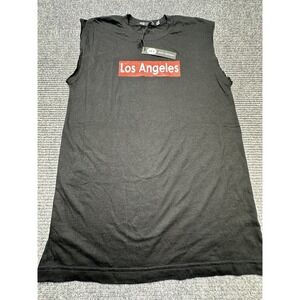 Jet John Eshaya Shirt Mens Medium Black Los Angeles Graphic Sleeveless Made‎ USA